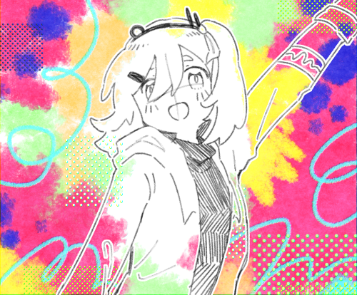 A digital drawing of the vocal synthesizer character Adachi Rei, stylized after the song 'Dance Delightful'.