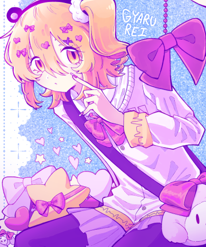 A digital drawing of the vocal synthesizer character Adachi Rei done up in a popular Japanese makeup and fashion style known as gyaru.