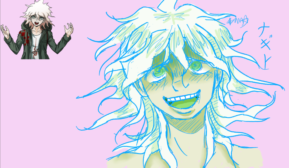 A drawing of Nagito Komaeda from Super Danganronpa 2.